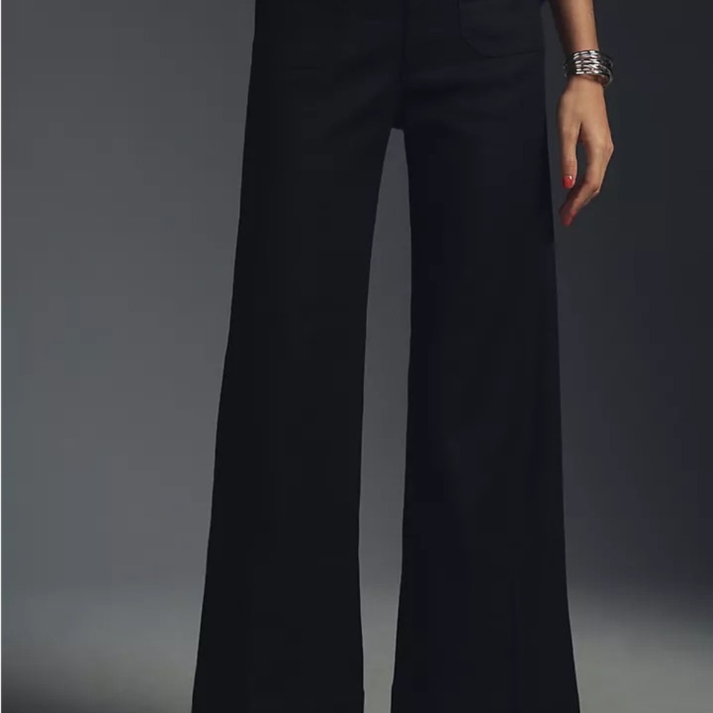 NWT Maeve The Colette Wide Legged Cropped Linen Pants/size 4/black - Picture 5 of 5